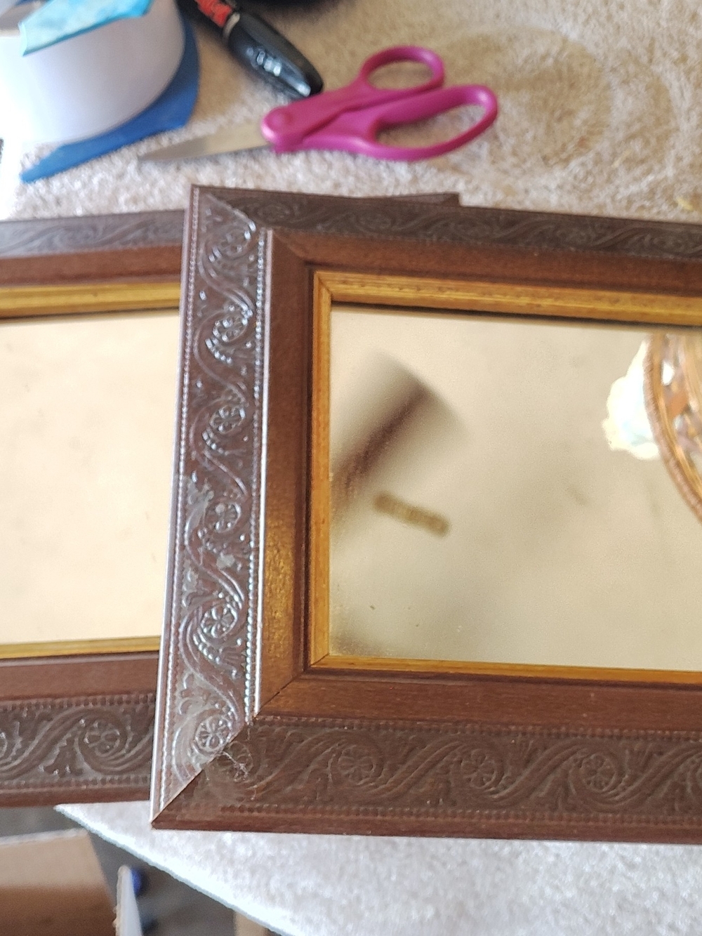 Home Interiors Brown and Gold Framed Wall Mirror Set